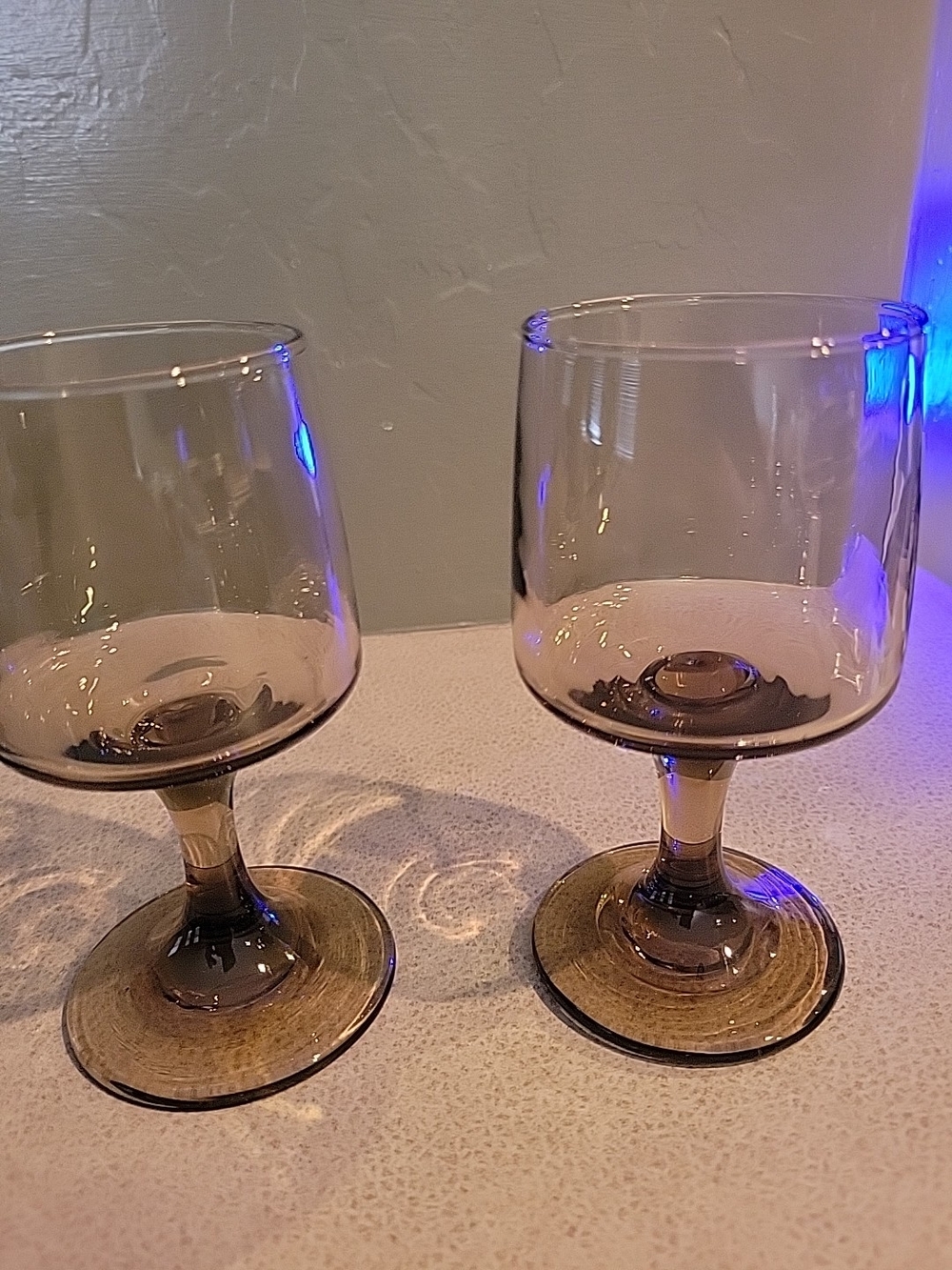 Libbey Tawny Set of Two Amber/Taupe Stemmed Glasses